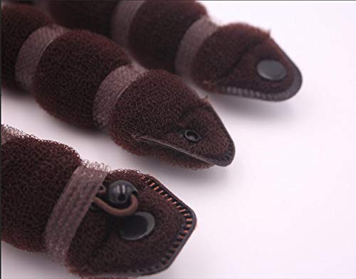 NaRaMax 3PCS Magic Hair Styling Hot Twist Ring Former Shaper Fashion Doughnut Chignon Clip for Women, Girls (1 Large+2 Small) (Brown) - Image 4