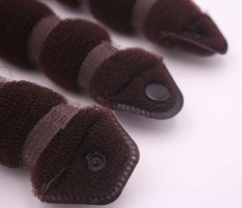 NaRaMax 3PCS Magic Hair Styling Hot Twist Ring Former Shaper Fashion Doughnut Chignon Clip for Women, Girls (1 Large+2 Small) (Brown) - Image 5