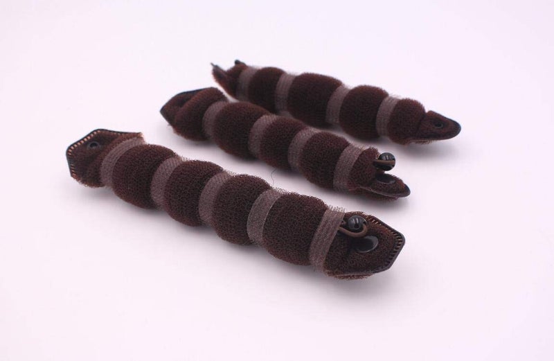 NaRaMax 3PCS Magic Hair Styling Hot Twist Ring Former Shaper Fashion Doughnut Chignon Clip for Women, Girls (1 Large+2 Small) (Brown) - Image 3