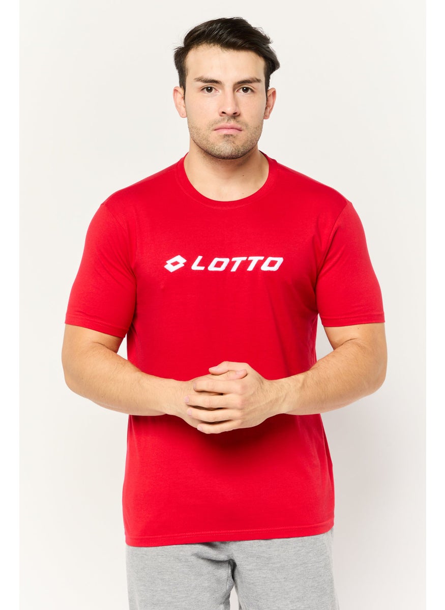 LOTTO Men Sportswear Fit Short Sleeve Outdoor T-Shirts, Red/White  - Image 1
