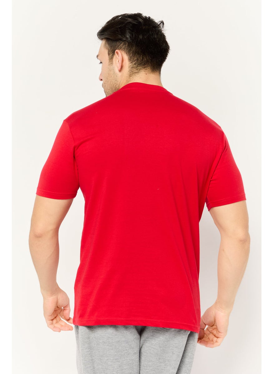 LOTTO Men Sportswear Fit Short Sleeve Outdoor T-Shirts, Red/White  - Image 3