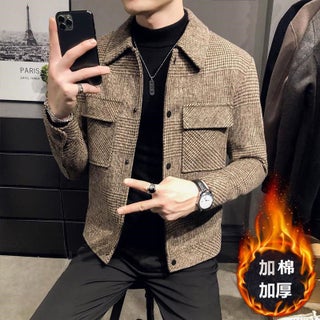 Mens Plaid Wool Coat Short Korean Trendy Jacket Autumn Winter Coffee plus cotton plus cotton - pzsku/ZA78FD7E0499E19516E0AZ/45/1746232539/5c33da11-4947-4f4e-afc5-ec309f1ab397