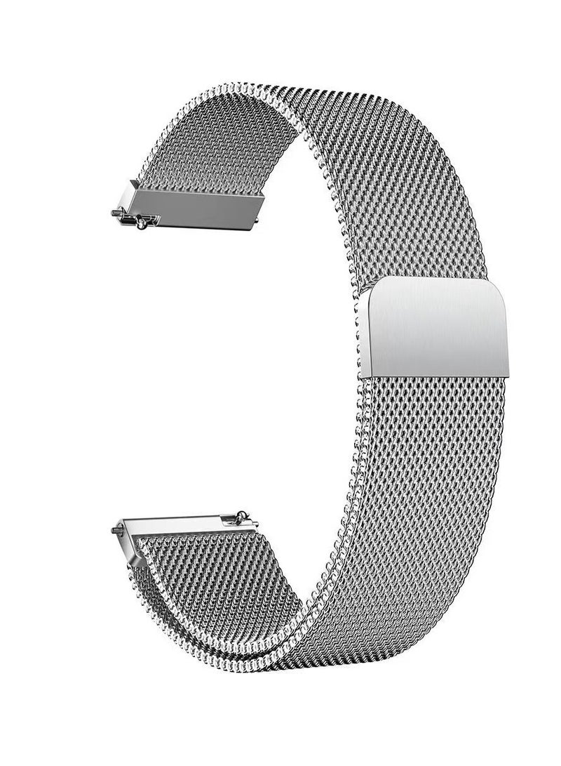 22MM Magnetic Strap Replacement for Redmi Watch 5 Active/Lite,Metal Woven Stainless Steel Breathable Band for Huawei Watch GT5/GT4 46mm,Silver - Image 2