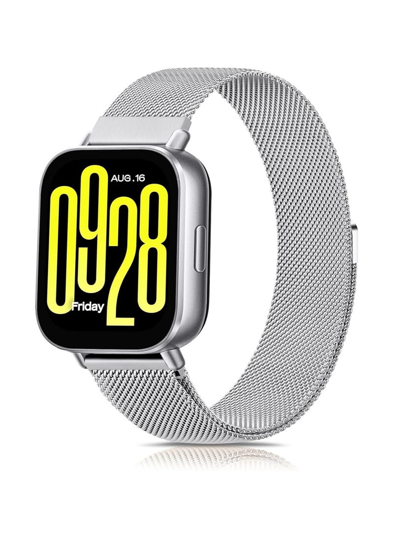 22MM Magnetic Strap Replacement for Redmi Watch 5 Active/Lite,Metal Woven Stainless Steel Breathable Band for Huawei Watch GT5/GT4 46mm,Silver - Image 1