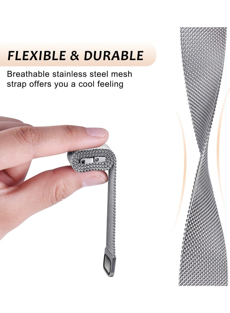 22MM Magnetic Strap Replacement for Redmi Watch 5 Active/Lite,Metal Woven Stainless Steel Breathable Band for Huawei Watch GT5/GT4 46mm,Silver - Image 4