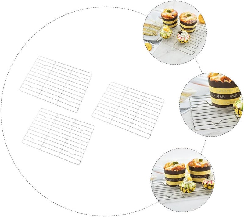 LABRIMP 3pcs Nonstick Stainless Steel Cake Cooling Racks Baking Cooler Shelf Set for Bread Cookies Pastry Baking and Food Cooling - Image 3