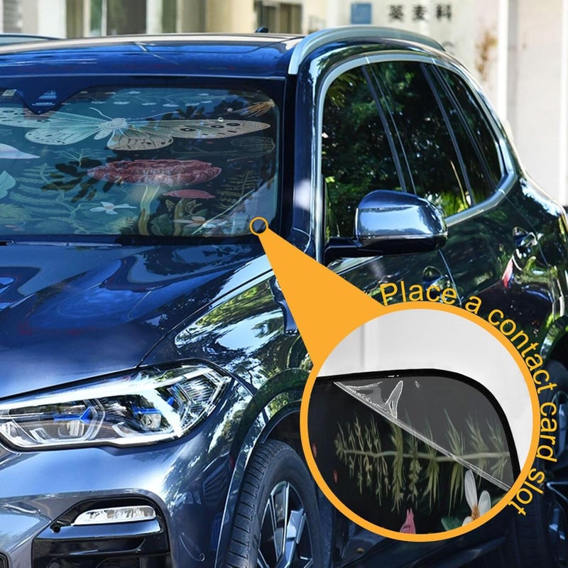 Mushrooms and Butterflies Car Windshield Sun Shade Foldable Sun Visor Automotive Sunshades for Car Truck SUV Blocks UV Rays Keep Your Vehicle Cool - Image 3