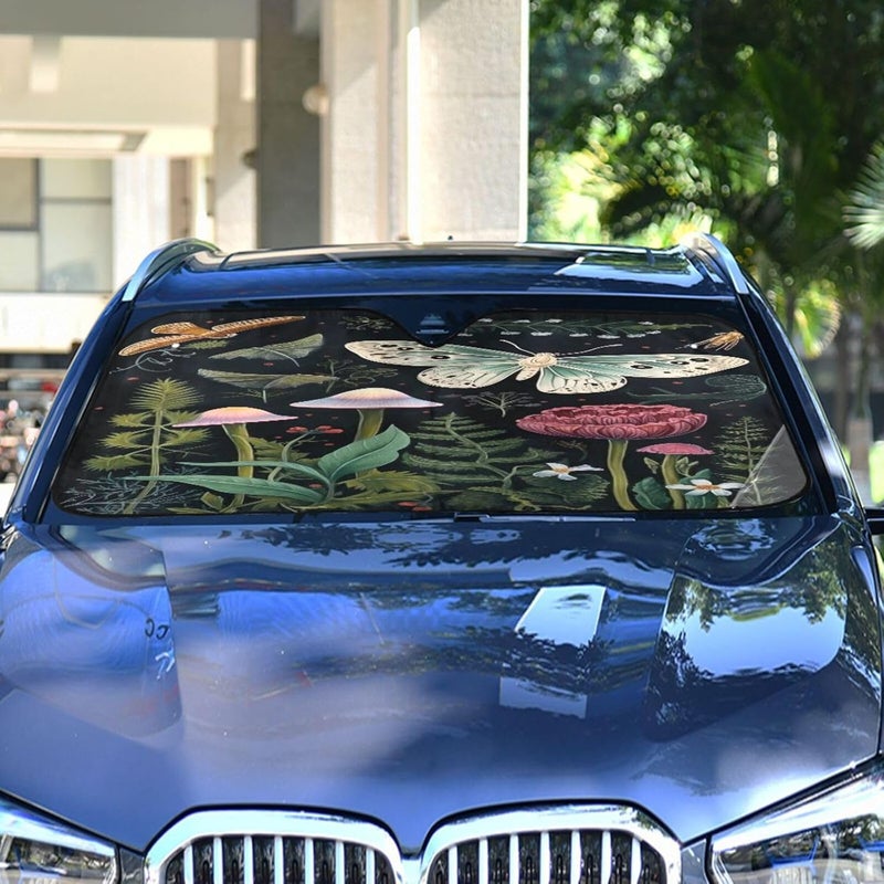 Mushrooms and Butterflies Car Windshield Sun Shade Foldable Sun Visor Automotive Sunshades for Car Truck SUV Blocks UV Rays Keep Your Vehicle Cool - Image 4