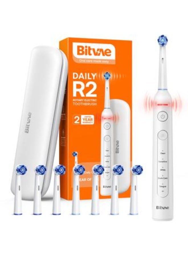 Bitvae فرشاة أسنان كهربائية قابلة لإعادة الشحن من بيتفاي BV R2 للبالغين، 5 أوضاع تنظيف، شعيرات ناعمة، مقاومة للماء IPX7، فرشاة تبييض الأسنان ومجفف مياه محمول للأسنان | خيط الأسنان المصغر بيتفاي P1 وخيط الماء | جهاز ري فموي تلسكوبي بدون سلك | منظف مقاوم للماء IPX7 للأسنان الحساسة وتقويم الأسنان | مجموعة رفيق فرشاة الأسنان للسفر - Image 2
