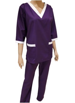 Rannah's Uniform Scrubs Three-Quarter Sleeve Uniform Top and Pants Purple Nurse Suit Set  - Image 3