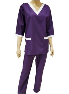 Rannah's Uniform Scrubs Three-Quarter Sleeve Uniform Top and Pants Purple Nurse Suit Set  - Image 4