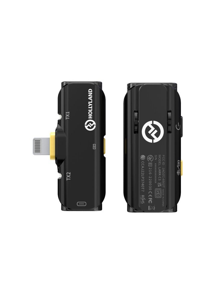 Hollyland Lark C1 SOLO Wireless Microphone System – Lightning Connector for iOS Devices, 2.4GHz Transmission, Noise-Reduction, Compact & Portable, Black - Image 2