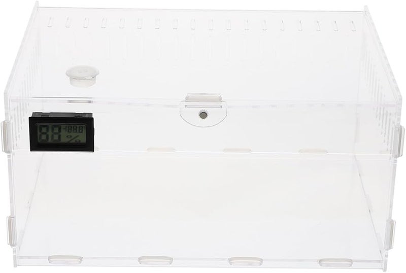 صندوق موطن الزواحف الشفاف من الأكريليك مع تهوية ومقياس درجة الحرارة والرطوبة - Image 1