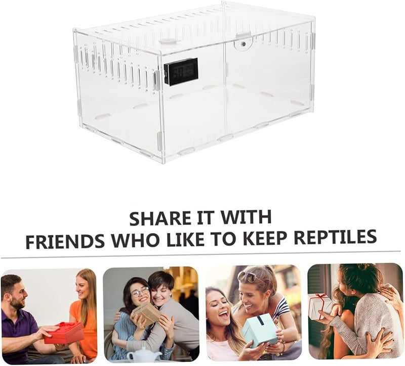 صندوق موطن الزواحف الشفاف من الأكريليك مع تهوية ومقياس درجة الحرارة والرطوبة - Image 5