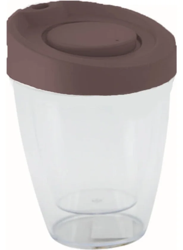 Piev Lid Hand-proof Transparent Tea Coffee Thermos Cup Brown