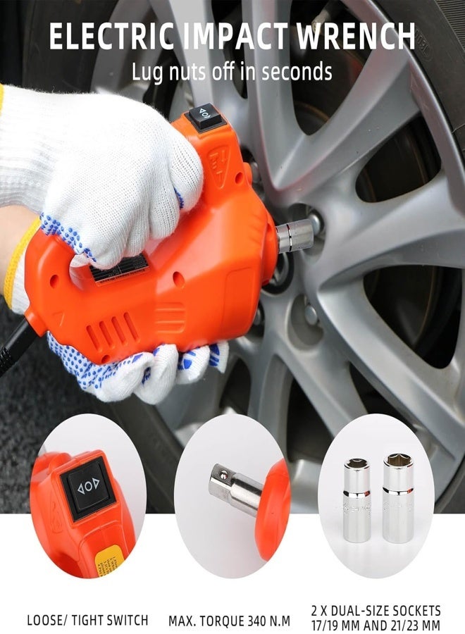 AETHER Electric Car Jack 5 Ton Hydraulic Floor Jack With Electric Impact Wrench Tire Inflator & LED Light Lift Range 6.1-17.7 Inch Emergency Roadside Tire Changing Kit For SUV Sedan Truck - Image 2