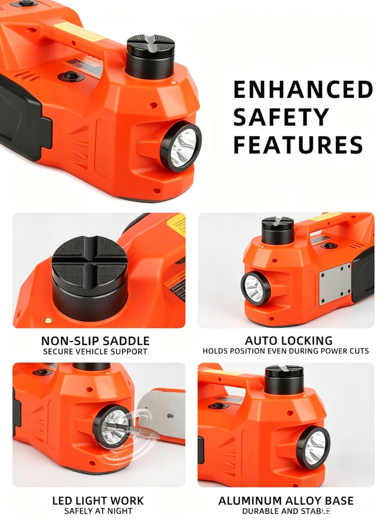 AETHER Electric Car Jack 5 Ton Hydraulic Floor Jack With Electric Impact Wrench Tire Inflator & LED Light Lift Range 6.1-17.7 Inch Emergency Roadside Tire Changing Kit For SUV Sedan Truck - Image 4