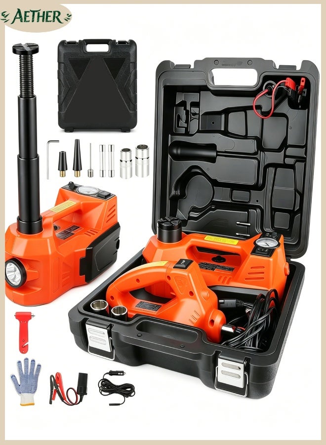 AETHER Electric Car Jack 5 Ton Hydraulic Floor Jack With Electric Impact Wrench Tire Inflator & LED Light Lift Range 6.1-17.7 Inch Emergency Roadside Tire Changing Kit For SUV Sedan Truck - Image 1