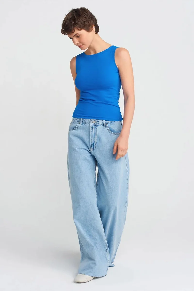 DILVIN Women's High-Waist Wide-Leg Cotton Jeans