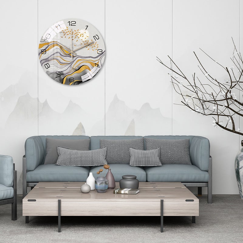 Nordic Light Luxury Wall Clock, Trendy Creative And Stylish Decoration For Living Room And Bedroom, Silent Minimalist Glass Quartz Clock - Image 4