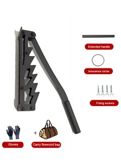 Taimi Wall Mounted Wood Splitter with Double Handle Design Portable Firewood Splitter for Indoor and Outdoor Use Efficient and Safe with Extended Handle, Bags and Gloves Black  - Image 1