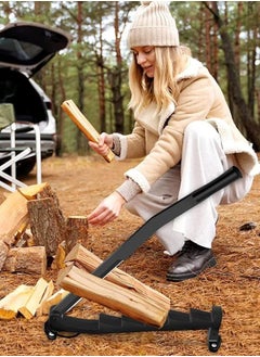 Taimi Wall Mounted Wood Splitter with Double Handle Design Portable Firewood Splitter for Indoor and Outdoor Use Efficient and Safe with Extended Handle, Bags and Gloves Black  - Image 4