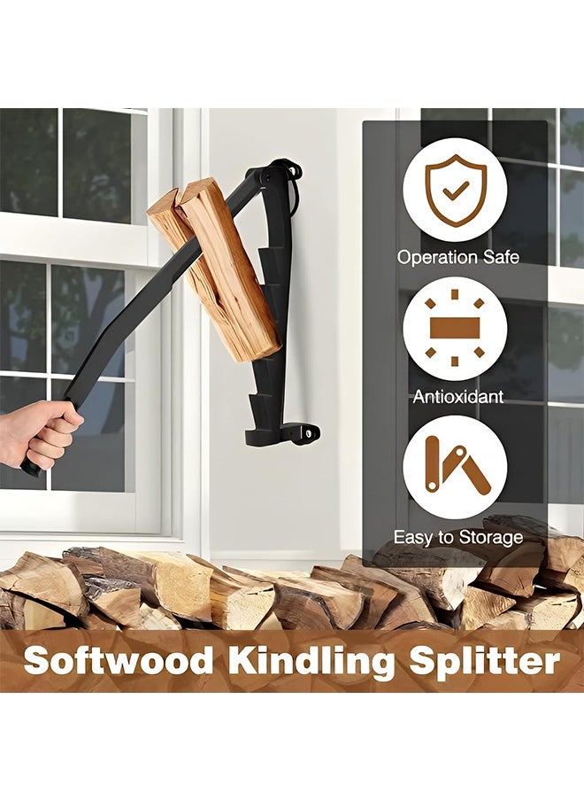 Taimi - Wall Mounted Wood Splitter with Double Handle Design Portable Firewood Splitter for Indoor and Outdoor Use Efficient and Safe with Extended Handle, Bags and Gloves Black - Image 1