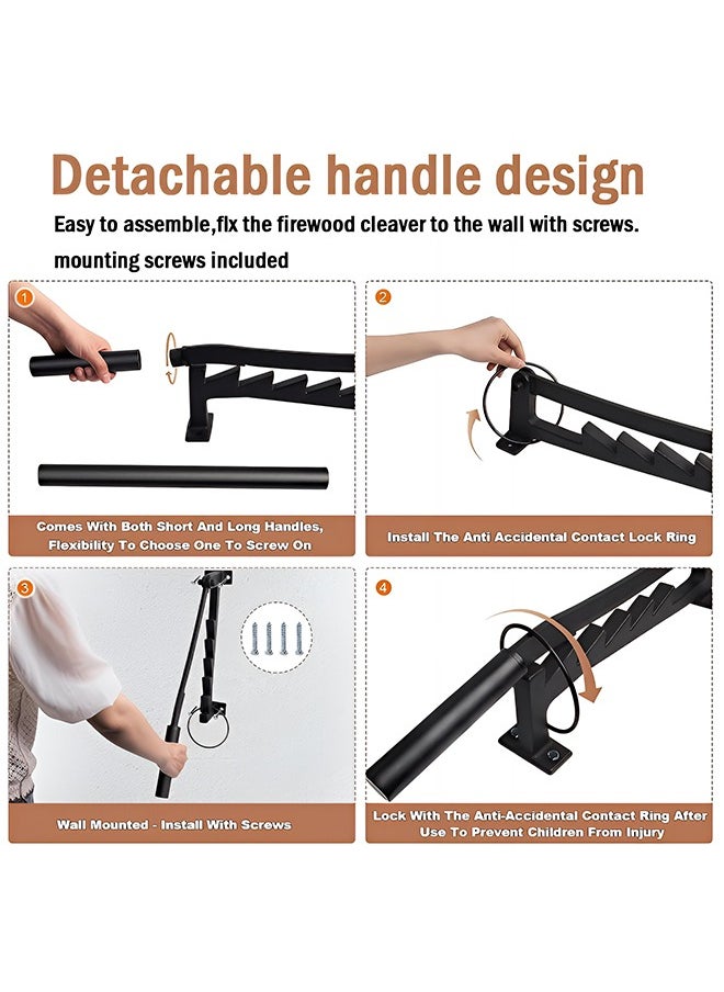 Taimi - Wall Mounted Wood Splitter with Double Handle Design Portable Firewood Splitter for Indoor and Outdoor Use Efficient and Safe with Extended Handle, Bags and Gloves Black - Image 1