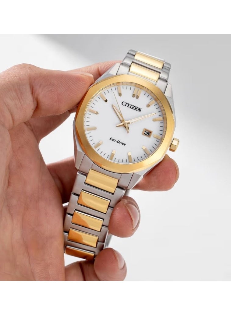 سيتيزن Eco-Drive Men’s Watch BM7624-82A, 38 mm White Dial, Stainless Steel Case & Bracelet, 100 m WR - Image 5