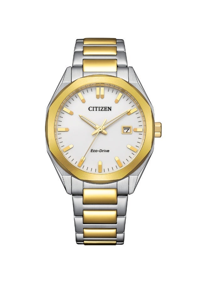 سيتيزن Eco-Drive Men’s Watch BM7624-82A, 38 mm White Dial, Stainless Steel Case & Bracelet, 100 m WR - Image 4