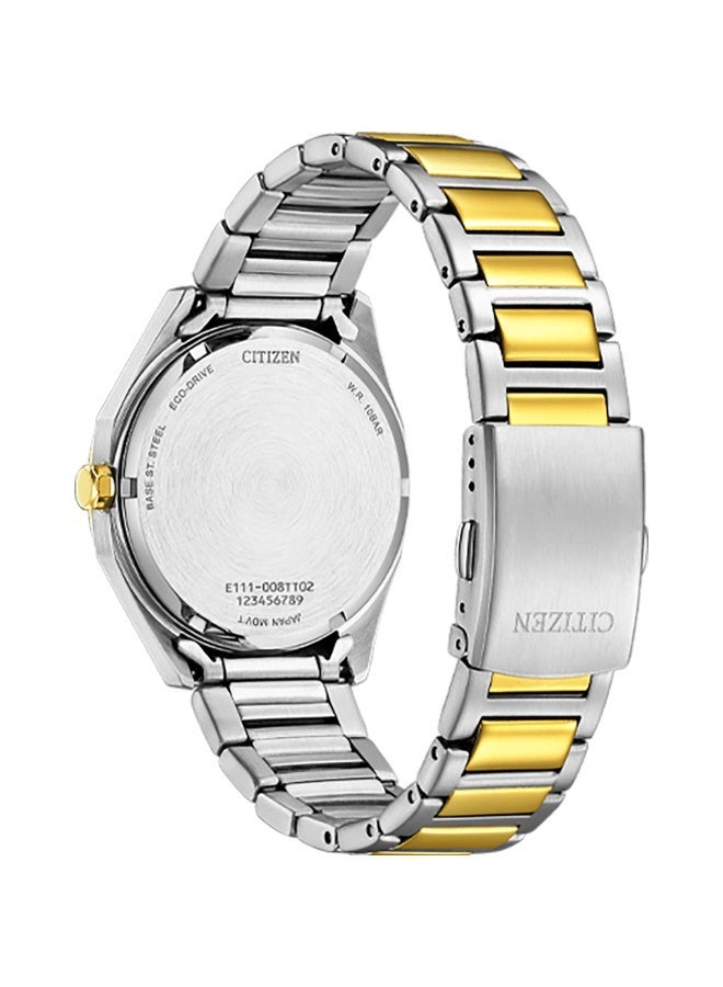 سيتيزن Eco-Drive Men’s Watch BM7624-82A, 38 mm White Dial, Stainless Steel Case & Bracelet, 100 m WR - Image 3