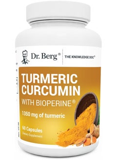 Dr. Berg Turmeric Curcumin with Bioperine - 1350 mg Turmeric Supplement with 95% Curcuminoids - 60 Capsules