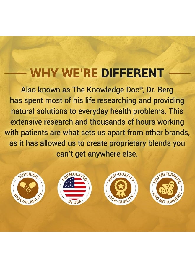 Dr. Berg Nutritionals - Dr. Berg Turmeric Curcumin with Bioperine - 1350 mg Turmeric Supplement with 95% Curcuminoids - 60 Capsules - Image 1