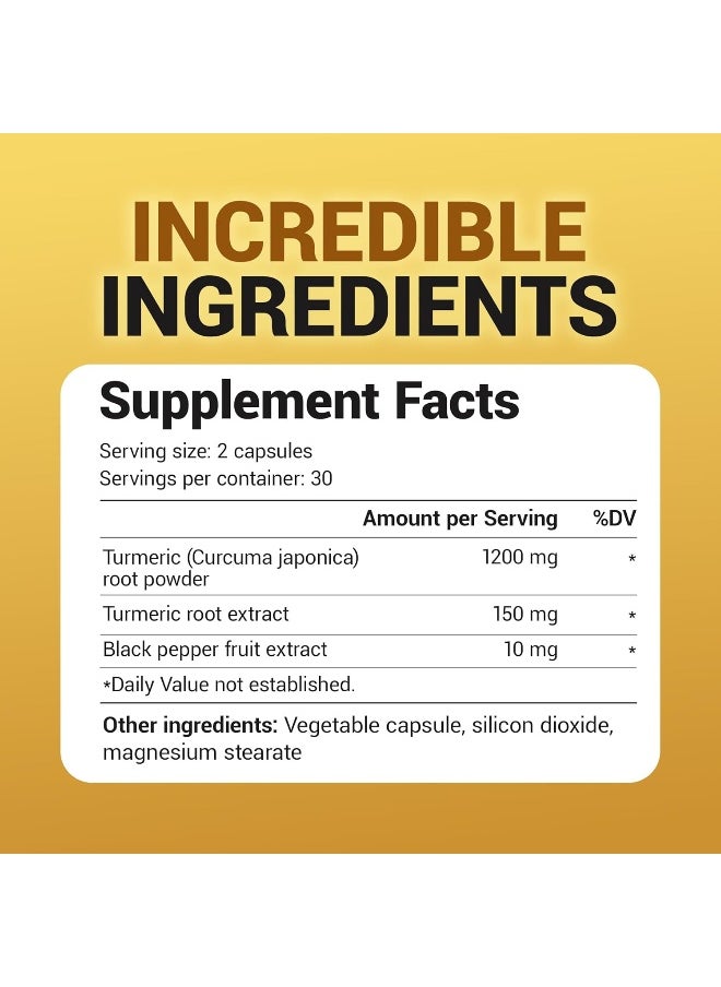 Dr. Berg Nutritionals - Dr. Berg Turmeric Curcumin with Bioperine - 1350 mg Turmeric Supplement with 95% Curcuminoids - 60 Capsules - Image 1