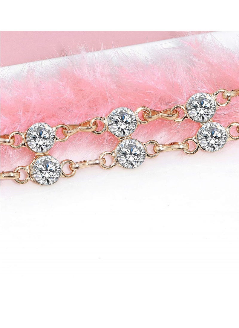Y&D - Double Row Rhinestone Crystal Belt for Women, Sparkling Waistband Dresses, O Ring Chain Design, Glamorous Gift, S Size - Image 1