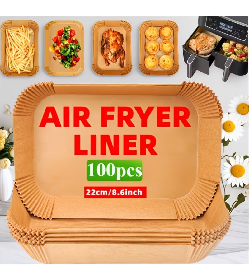 200pcs Rectangle Air Fryer Paper Liners Oil Proof Waterproof Disposable - Image 5