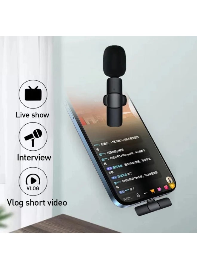 ميكروفون لاسلكي  من النوع C، متوافق مع نظام iOS، مزامنة تلقائية، مثالي لتسجيل الفيديو، مدونات الفيديو، خاصية تقليل الضوضاء، بتردد 2.4 جيجاهرتز مع وظيفة كتم الصوت. - Image 5