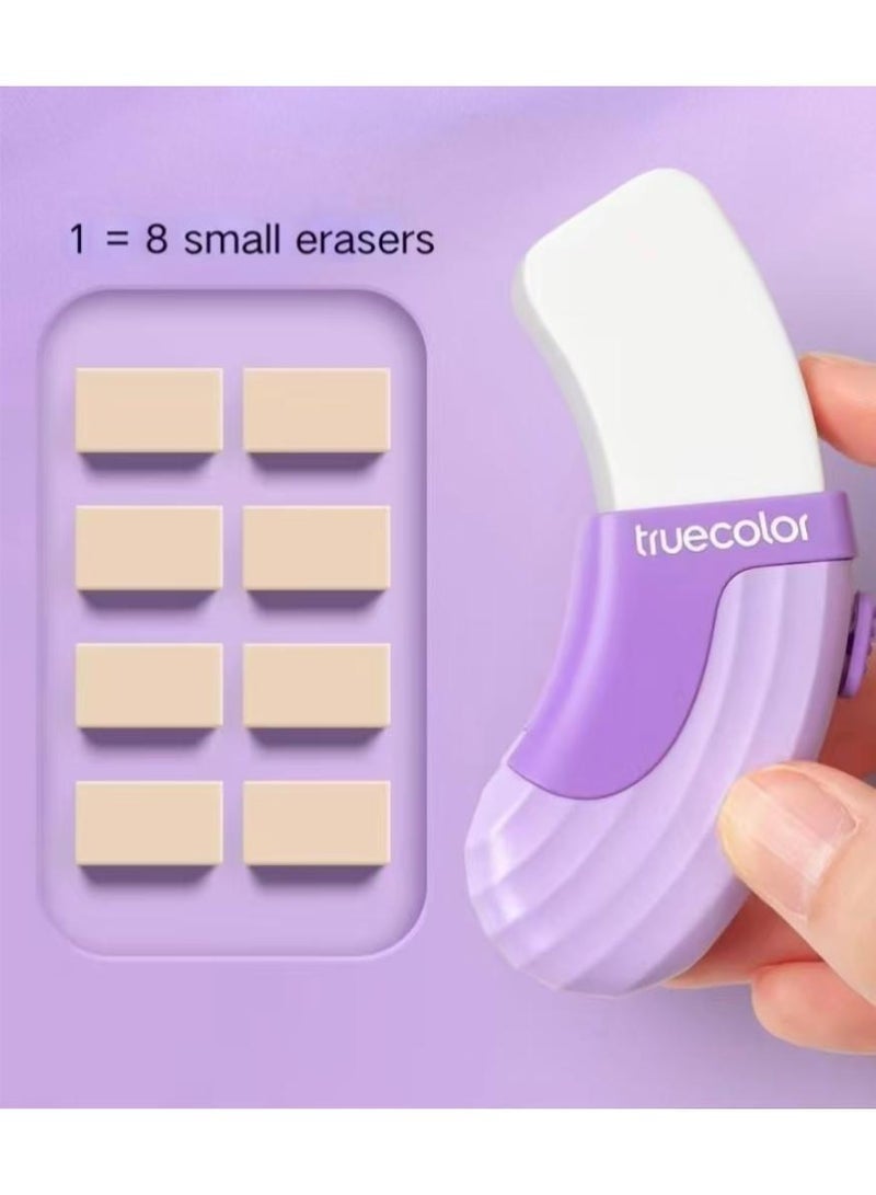 TrueColor 4 Pieces Retractable Erasers, Arc-shaped Design Erasers, Pencil Erasers , Push-Pull Rubber Eraser for Kids Boys Girls Students , School Office Supply Stationery - Image 3