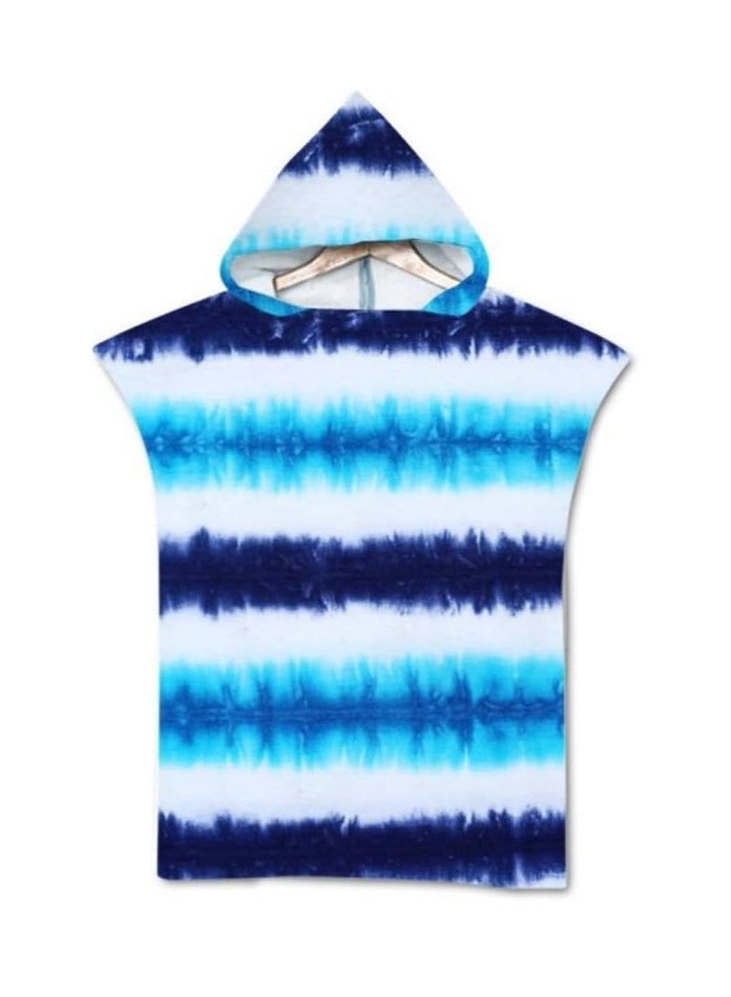 DUNISO Microfiber Beach Towel, Hooded Towel For Adult, Super Soft Hooded Towels, Quick Dry Stripe Towel Poncho For Surfing Beach Swimming Wearable Bath Towels (75*110cm, Blue)  - Image 1