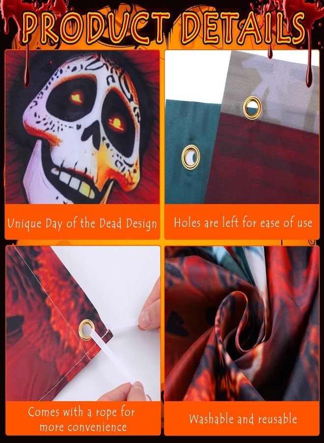 Mindsoft 7 x 16 ft Halloween Day of The Dead Backdrop Garage Door Banner Dia De Los Muertos Decorations Mexican Fiesta Sugar Skull Door Banner for Photography Background Holiday Party Decorations - Image 3