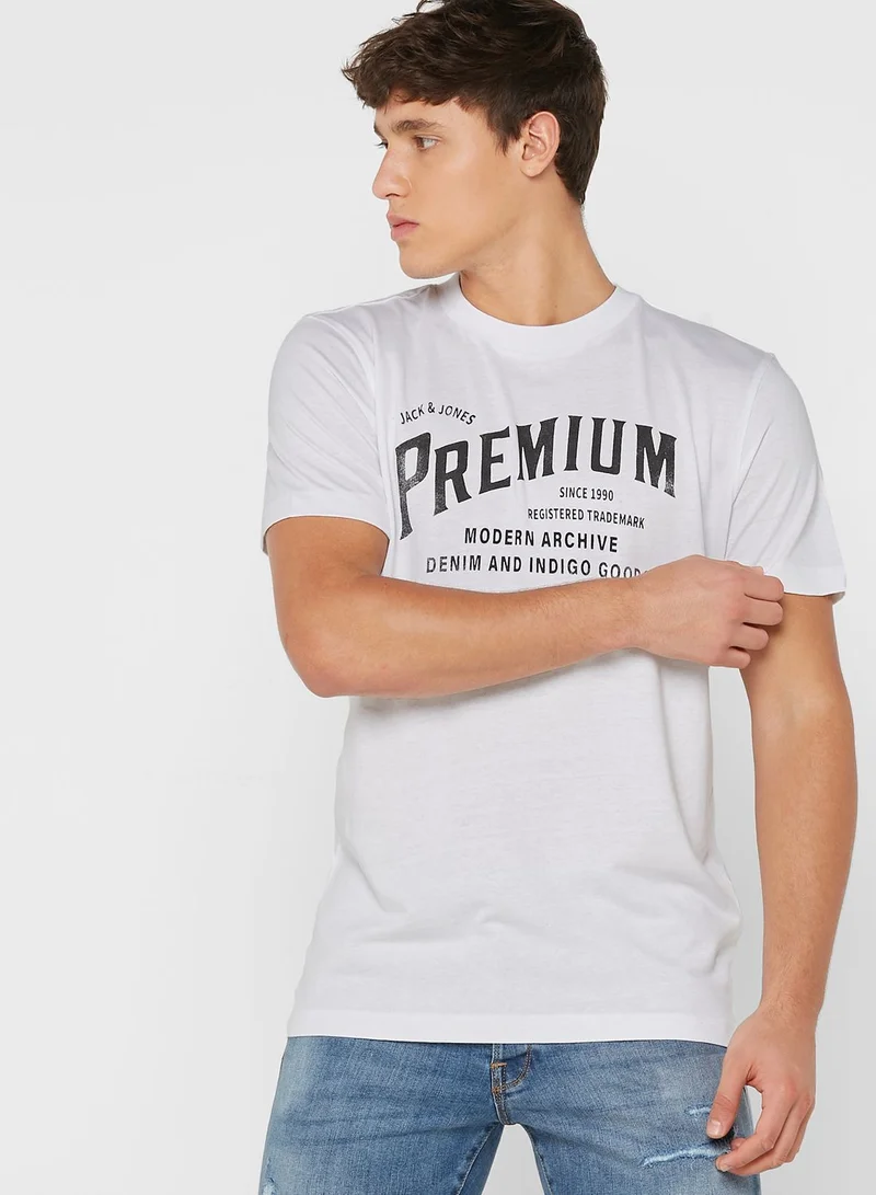 JACK & JONES Slogan Crew Neck T-Shirt