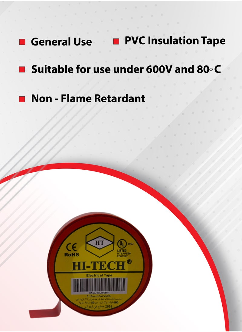 Hi-Tech - Electrical Tape - 50FT Red - Image 1