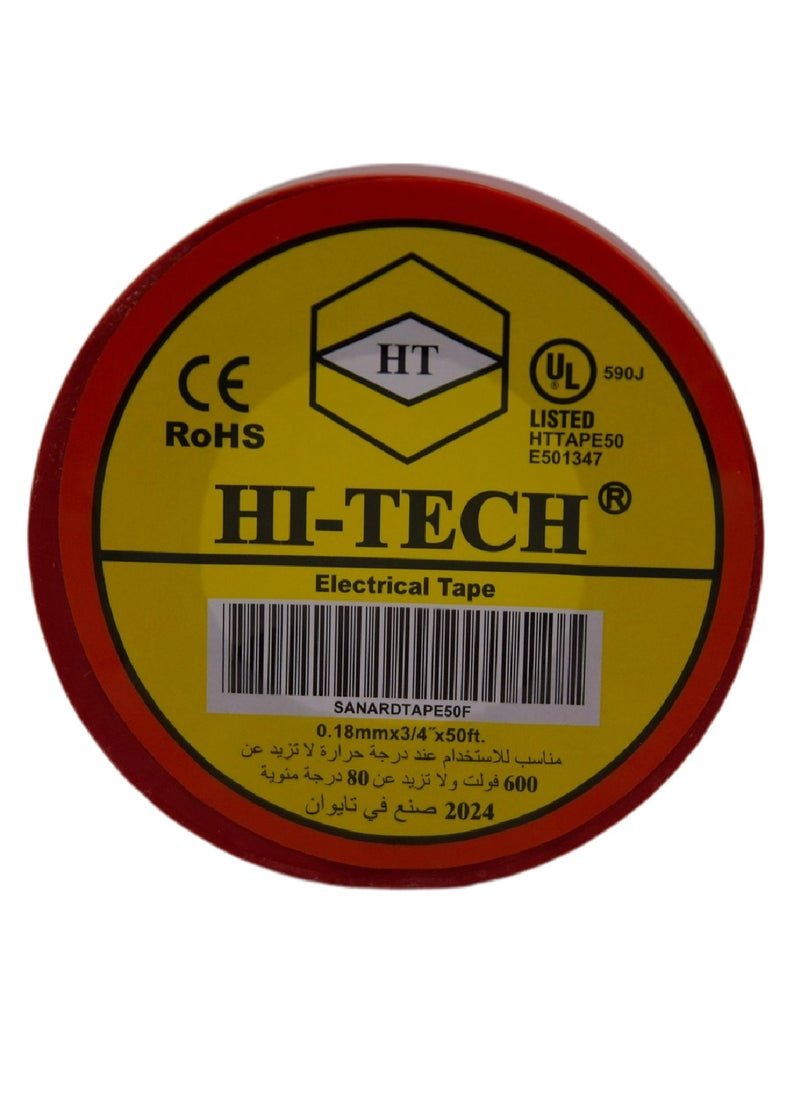 Hi-Tech - Electrical Tape - 50FT Red - Image 1