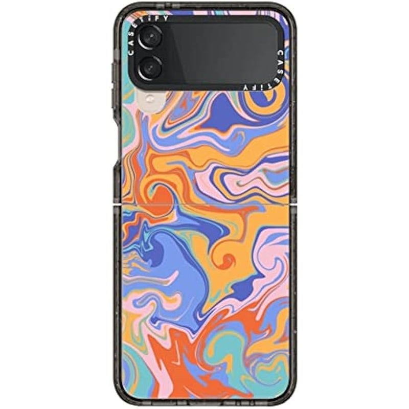 Casetify Impact Case for Galaxy Z Flip 4 - Trippy by Oh So Graceful - Clear Black - Image 1