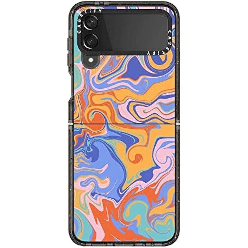 Casetify Impact Case for Galaxy Z Flip 4 - Trippy by Oh So Graceful - Clear Black - Image 3