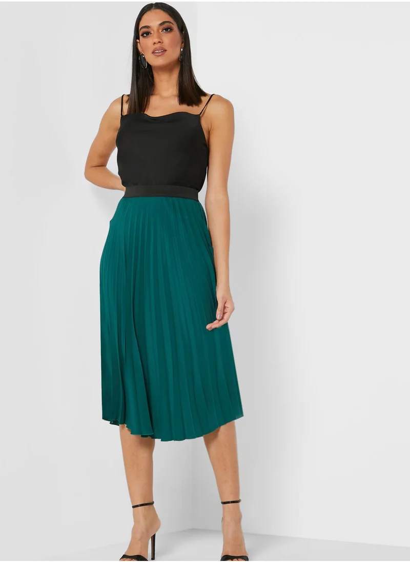 John Zack Pleated Midi Skirt