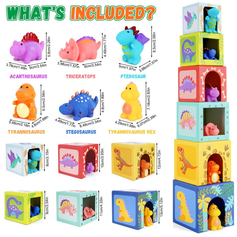 KMTJT Toddlers and Babies Dinosaur Sorting and Stacking Toys Blocks for 1-3 Kids Preschool Learning, Numbers Nesting Boxes Montessori Toys Gifts for 1 2 3 Year Old Baby Boys Girls - Image 3