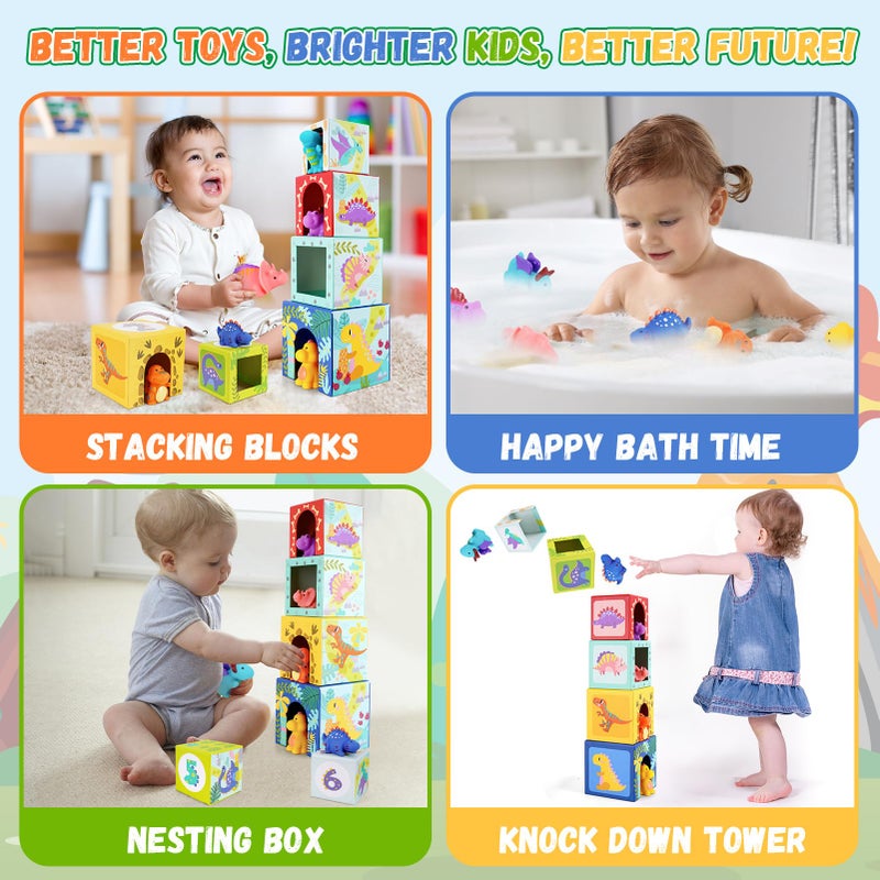 KMTJT Toddlers and Babies Dinosaur Sorting and Stacking Toys Blocks for 1-3 Kids Preschool Learning, Numbers Nesting Boxes Montessori Toys Gifts for 1 2 3 Year Old Baby Boys Girls - Image 5