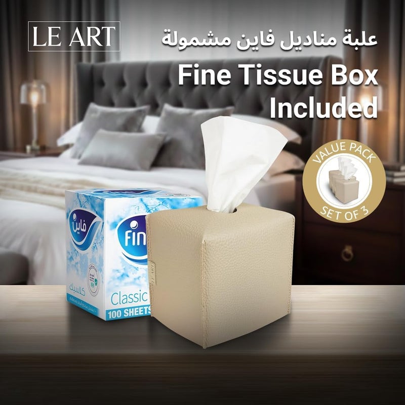 LEART Leather Tissue Box Cover Holder – Home Decorations for Living Room, Bedroom and Office, Tissue Box Cover for Car (Camel Cube (Pack of 3)) - Image 3