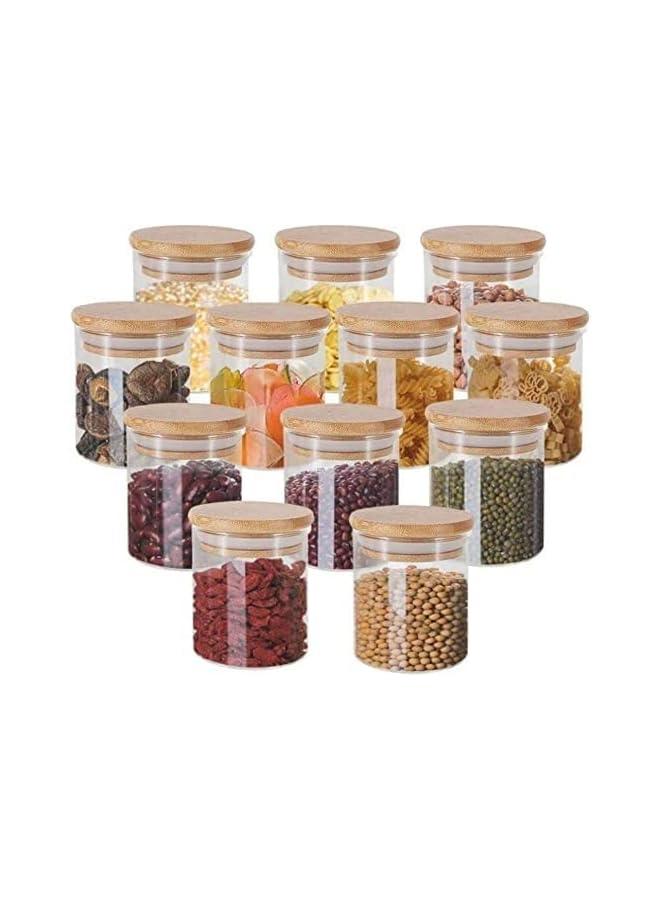 VoiDrop Glass Jars with Bamboo Lids Silicon Ring Set of 10, Air Tight Kitchen Food Cereal Containers for Storage, Canister Set for Jam Pasta Spaghetti Tea Coffee Beans Cookie Snack Flour - Image 1